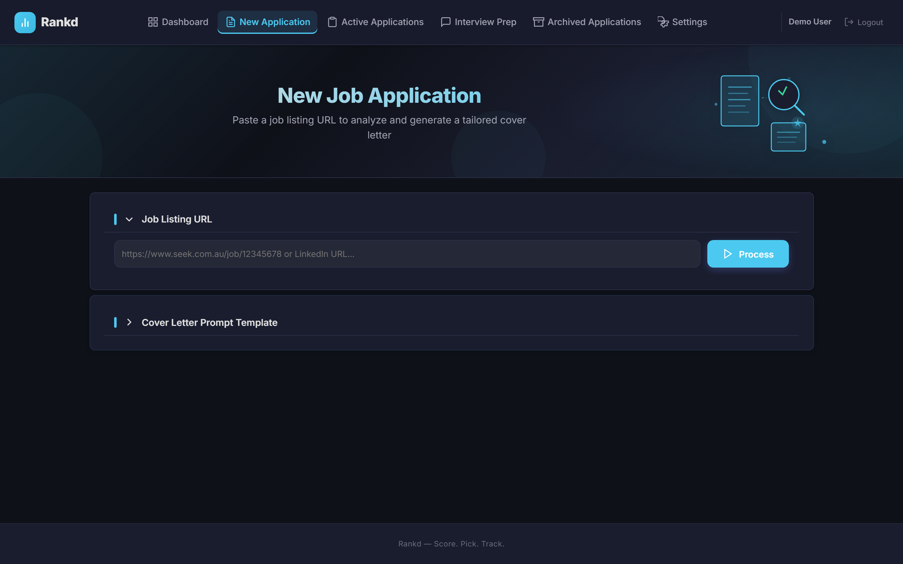 New Application page